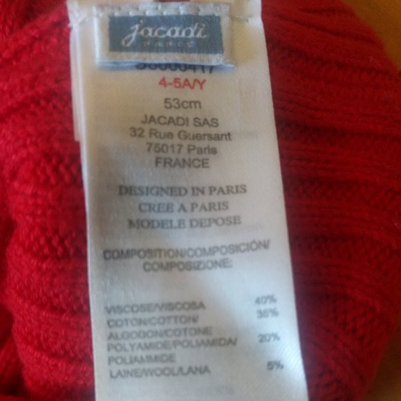 **SOLD**Red Jacadi Toque 53 cm/21" - Picture 9 of 9